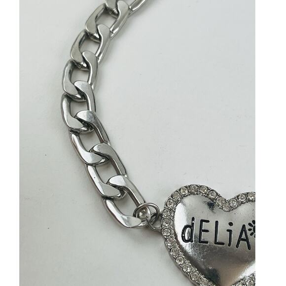 Dolls Kill Delia's Necklace Silver Tone Heavy Cuban Link 90's Y2K Retro Choker R - Picture 5 of 12